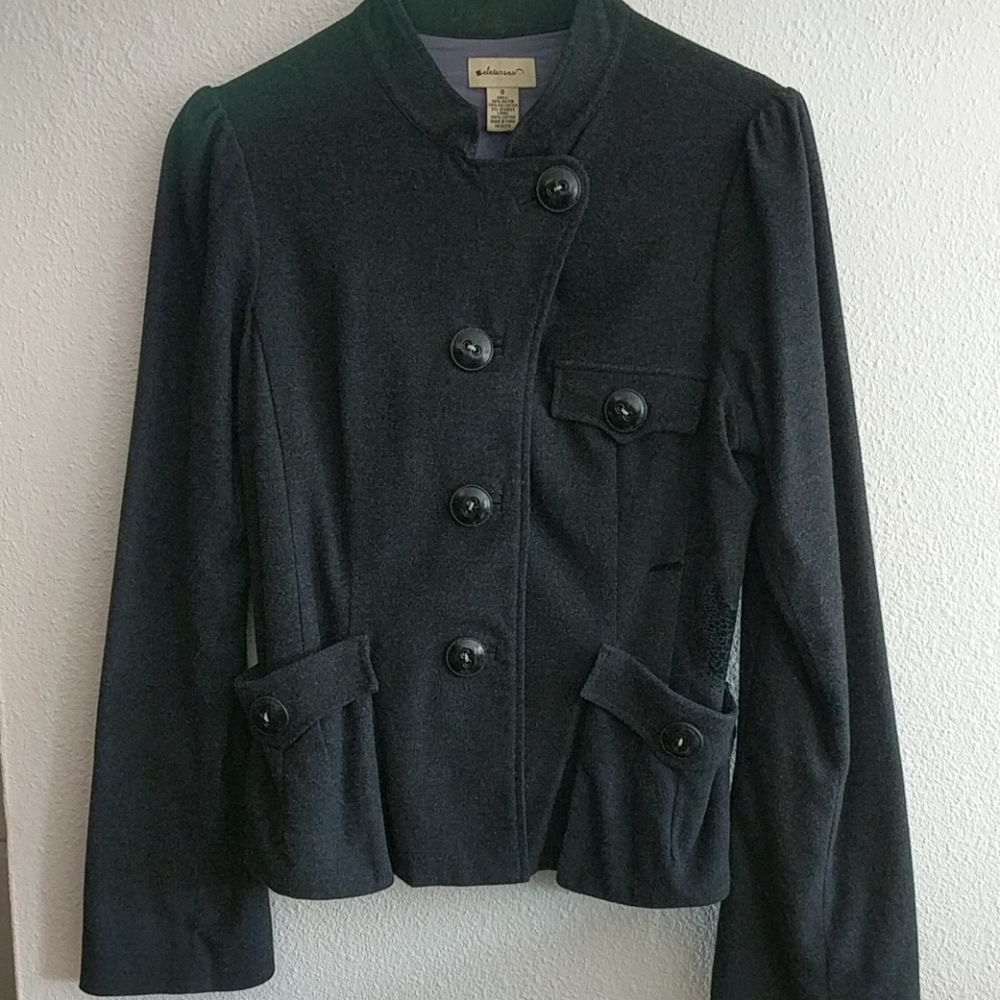 Anthropologie Elevenses Charcoal Gray Jacket Sz 8